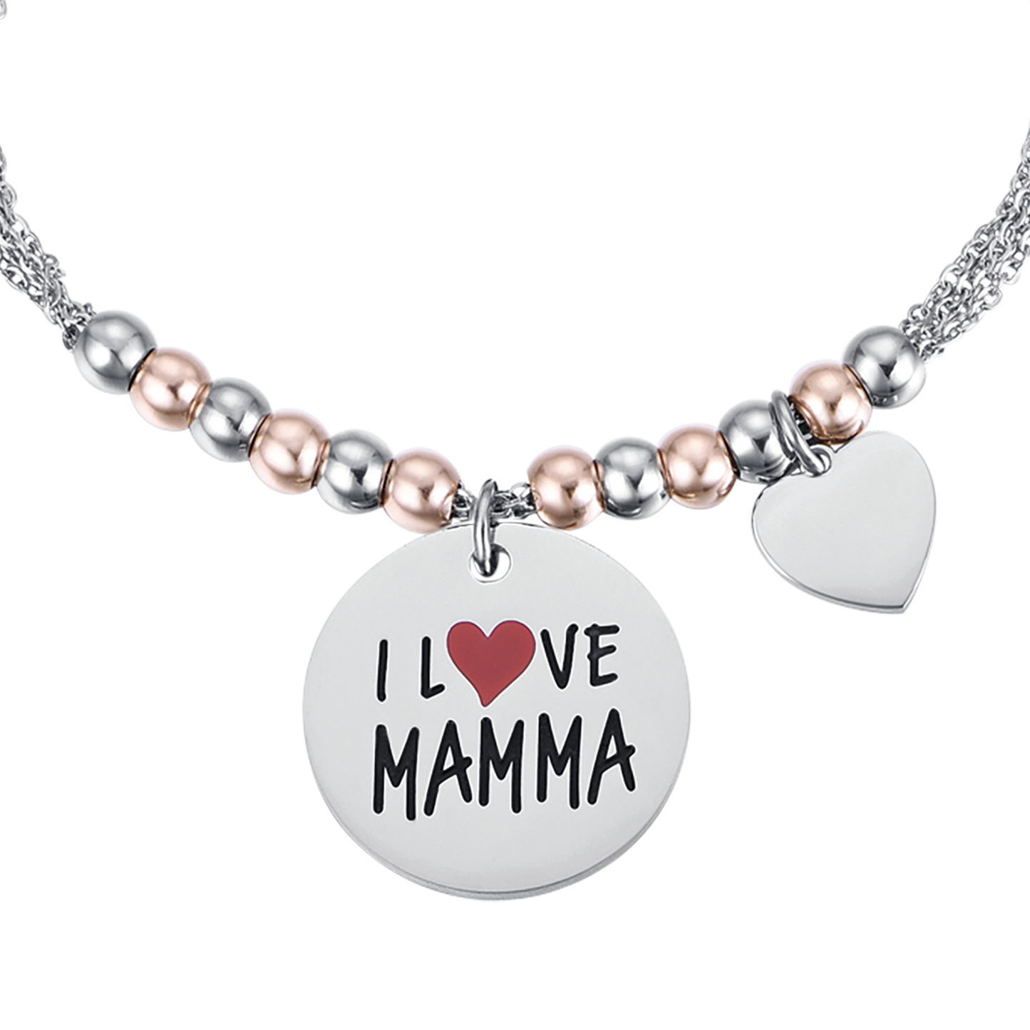I LOVE MAMMA ROSÉ KUGELN STAHLARMBAND FÜR DAMEN