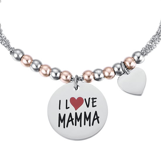 I LOVE MAMMA ROSÉ KUGELN STAHLARMBAND FÜR DAMEN