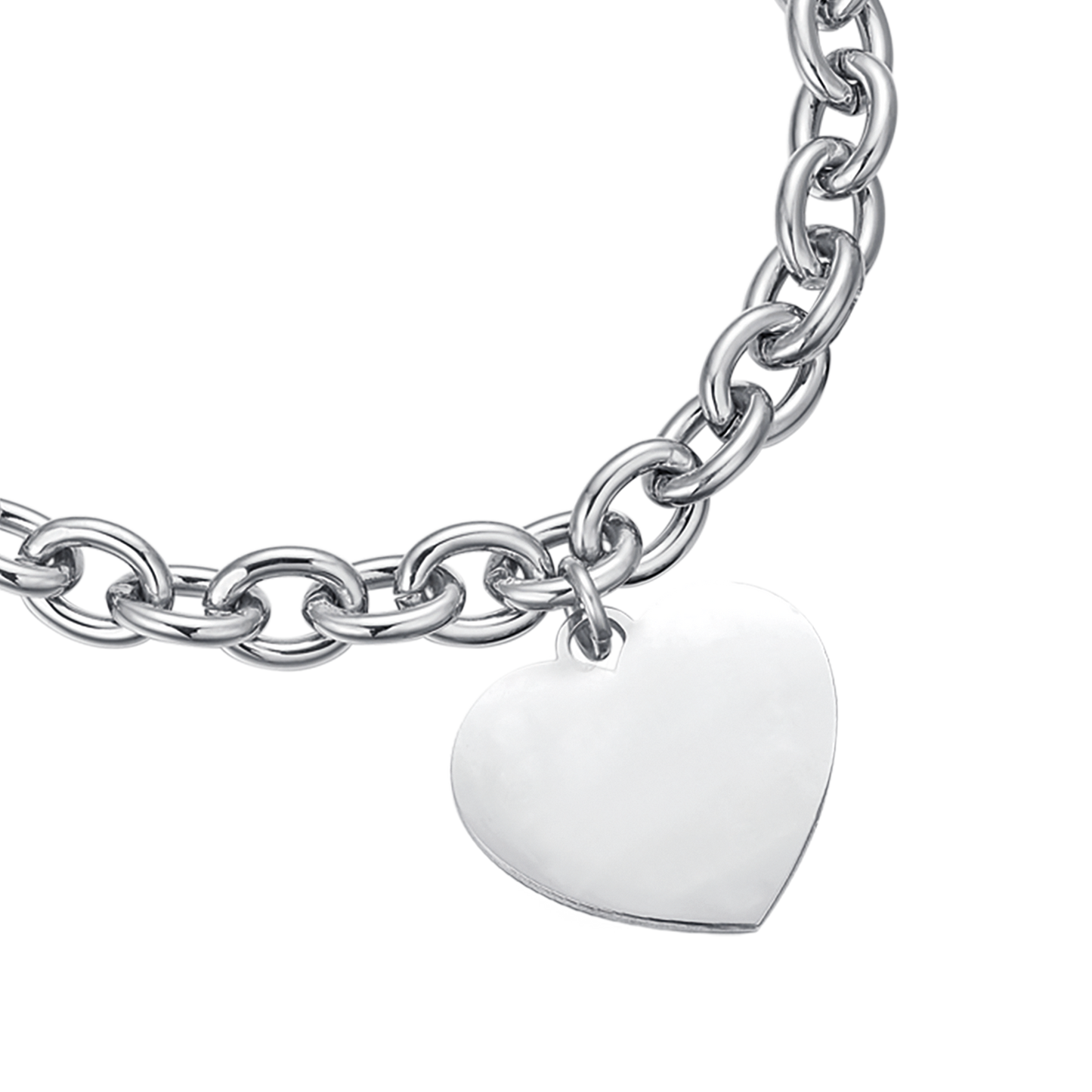 PERSONALISIERTES HERZ-GLIEDER-ARMBAND FÜR FRAUEN AUS STAHL