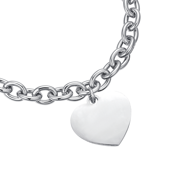 PERSONALISIERTES HERZ-GLIEDER-ARMBAND FÜR FRAUEN AUS STAHL