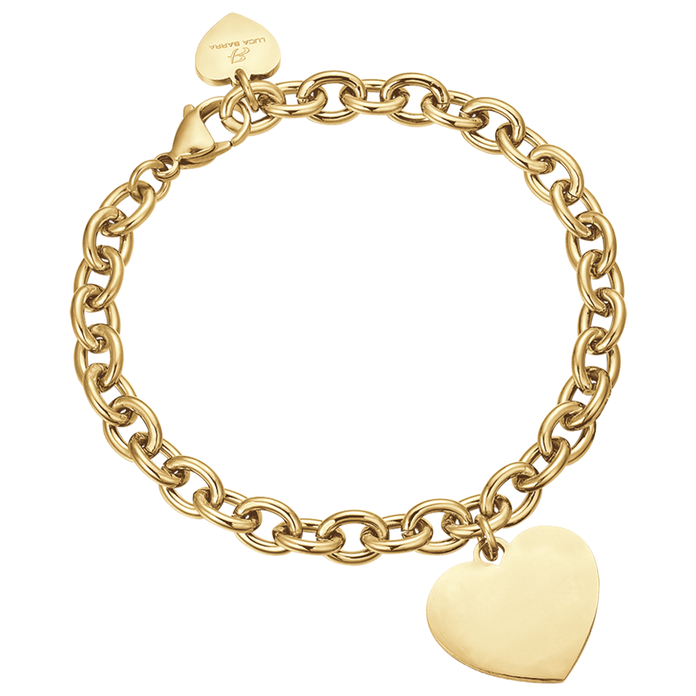 PERSONALISIERTES DAMEN-GOLDSTAHL-ARMBAND MIT KETTENHERZ Luca Barra