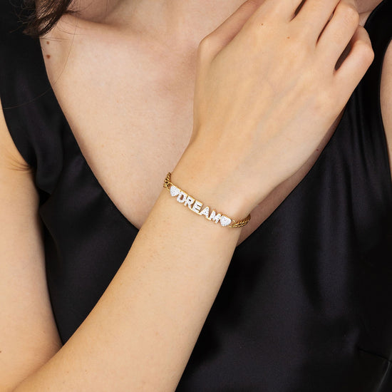 WOMAN'S GOLDEN DREAM STEEL BRACELET WITH WHITE CRYSTALS Luca Barra