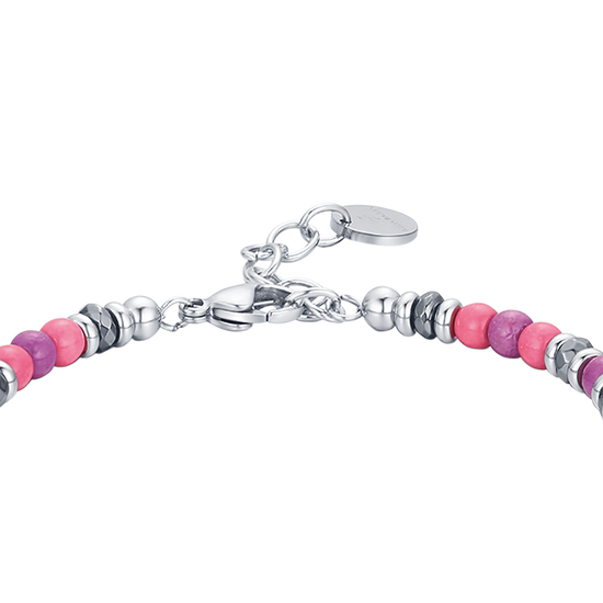 STAHLARMBAND MIT ROSA UND VIOLETTEN STEINEN