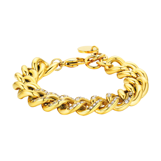 DAMEN STAHLARMBAND MIT WEISSEN KRISTALLEN KETTENGLIED