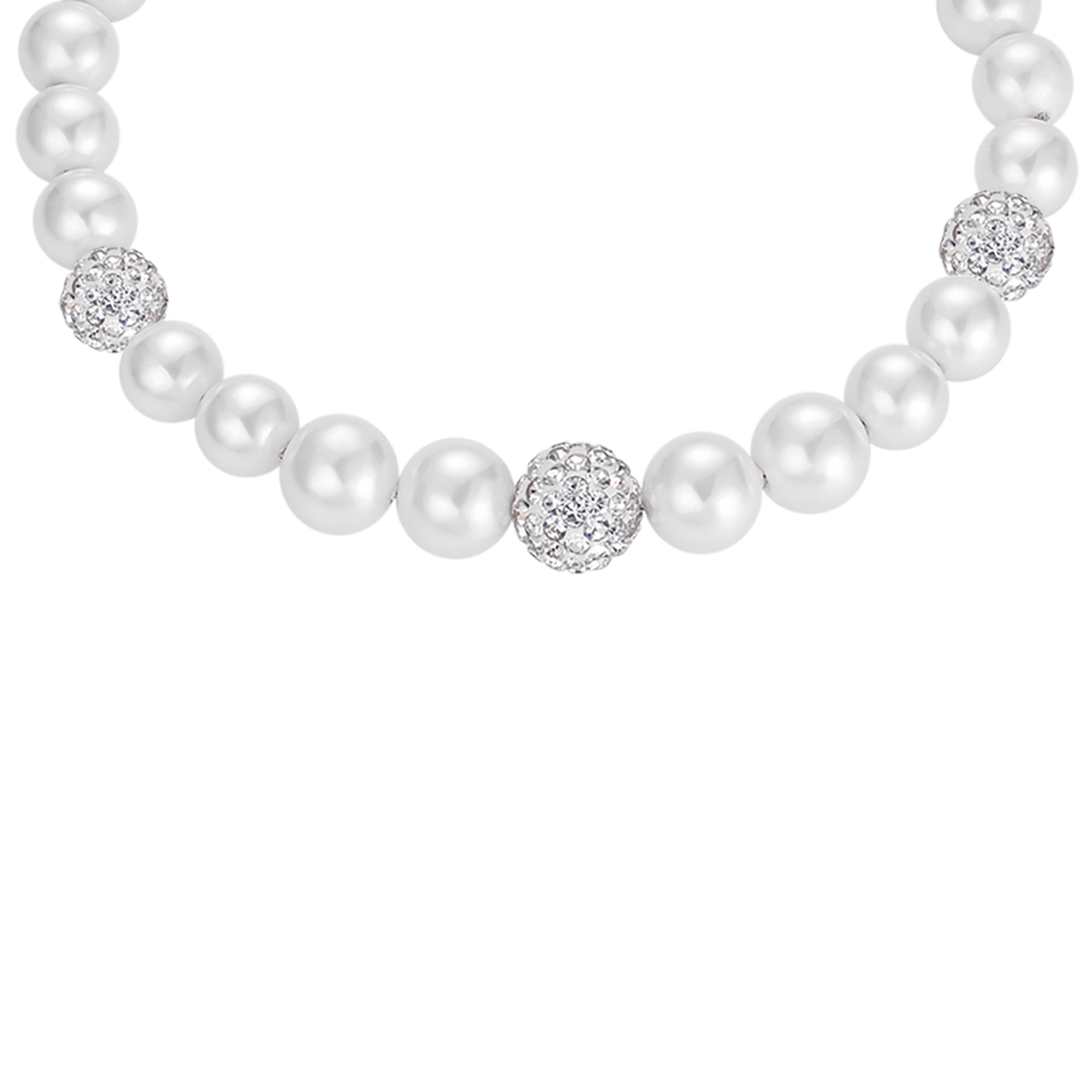 BRACCIALE DONNA DI PERLE SINTETICHE CON CRISTALLI BIANCHI