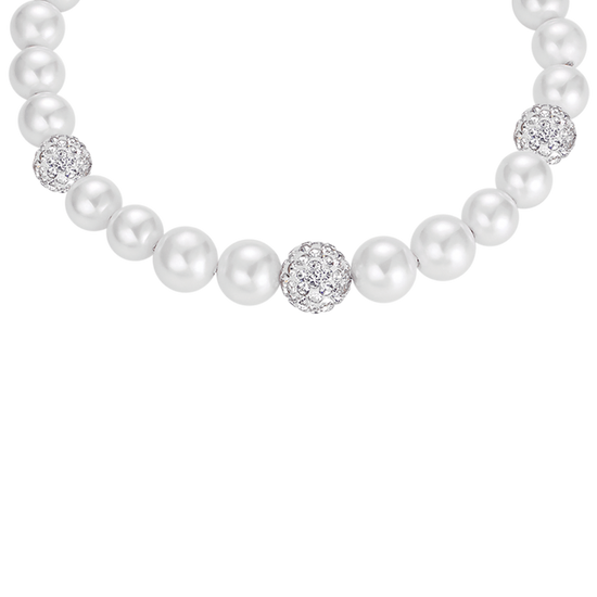 BRACCIALE DONNA DI PERLE SINTETICHE CON CRISTALLI BIANCHI