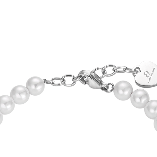 BRACCIALE DONNA DI PERLE SINTETICHE CON CRISTALLI BIANCHI