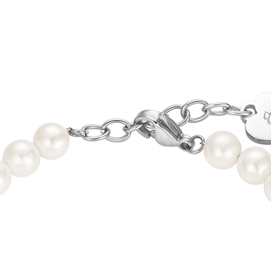 BRACCIALE DONNA DI PERLE SINTETICHE CON CRISTALLI BIANCHI
