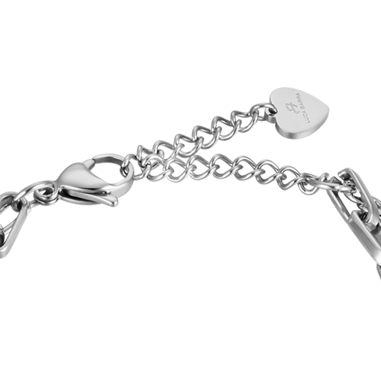 STAHLARMBAND FÜR DAMEN MIT KRONE MIT WEISSEN KRISTALLEN UND EMAILLEPLATTEN