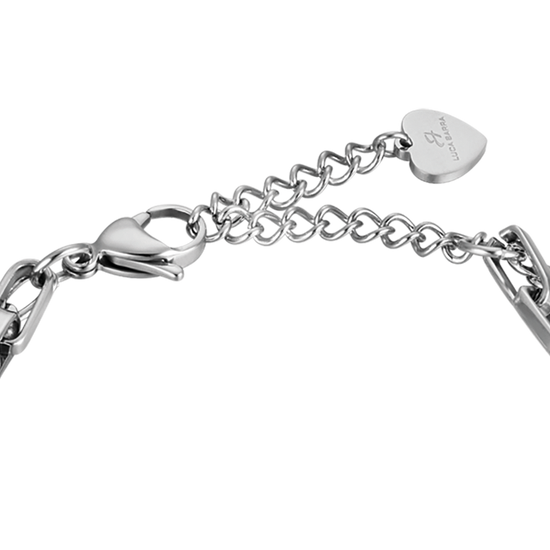 DAMEN-STAHLARMBAND MIT WEISSEN KRISTALLEN UND EMAILLEPLATTEN