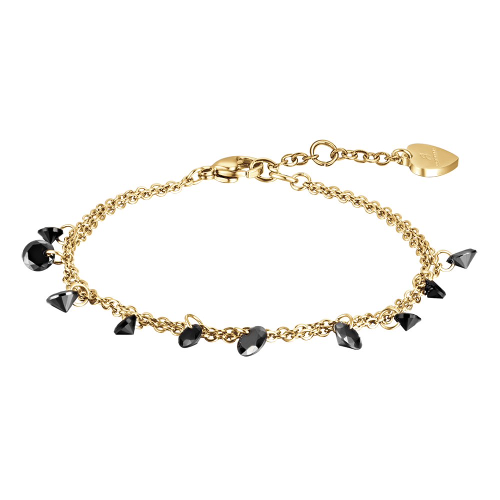 WOMAN'S GOLDEN STEEL BRACELET WITH BLACK CRYSTALS Luca Barra