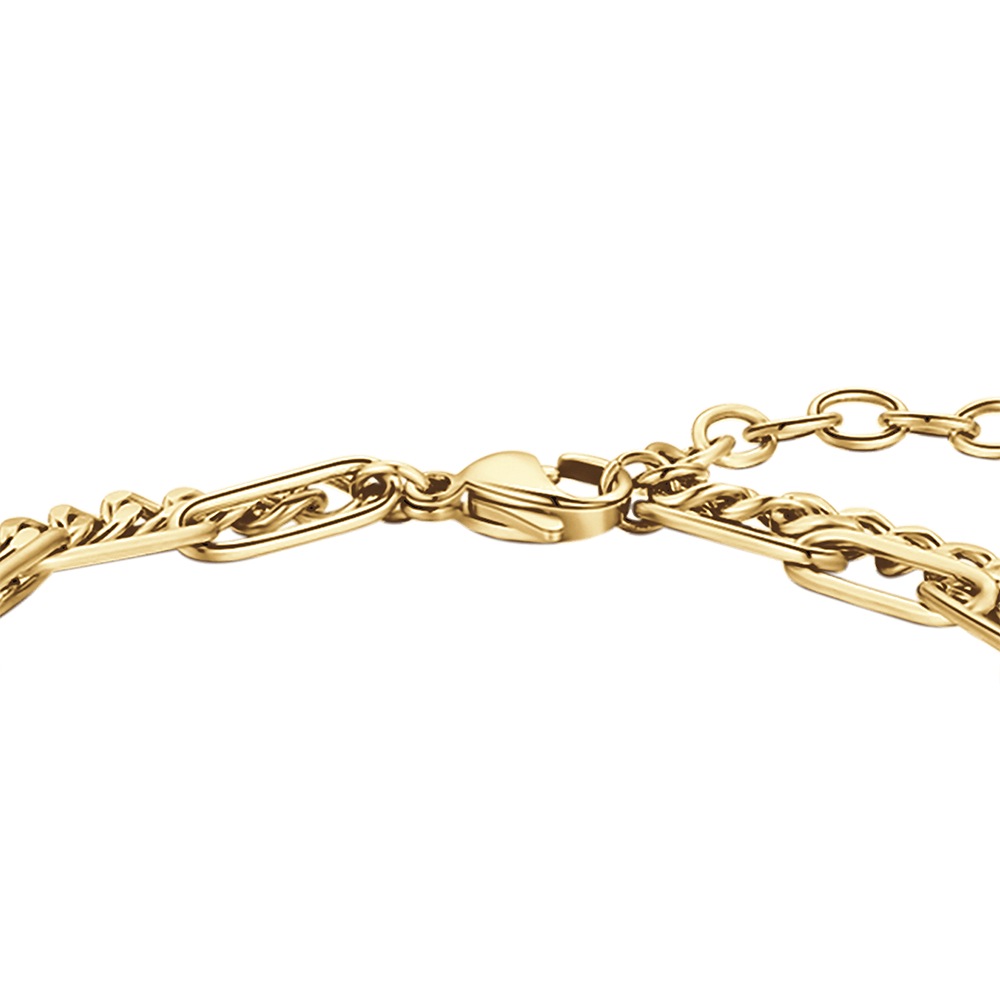 DAMENARMBAND AUS VERGOLDETEM STAHL MIT HERZEN UND STERNEN