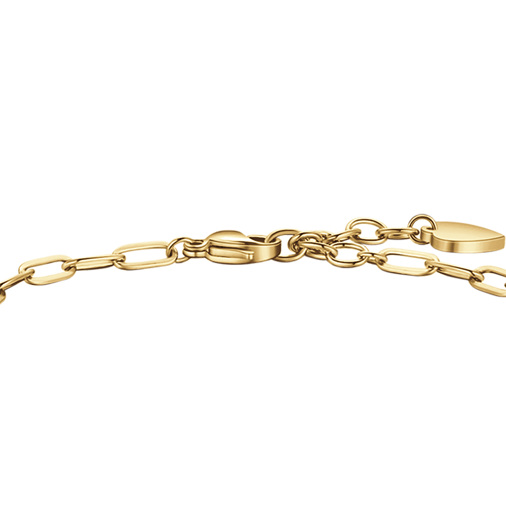 DAMENARMBAND AUS VERGOLDETEM STAHL MIT MOND, VORHÄNGESCHLOSS, HERZ UND STERN