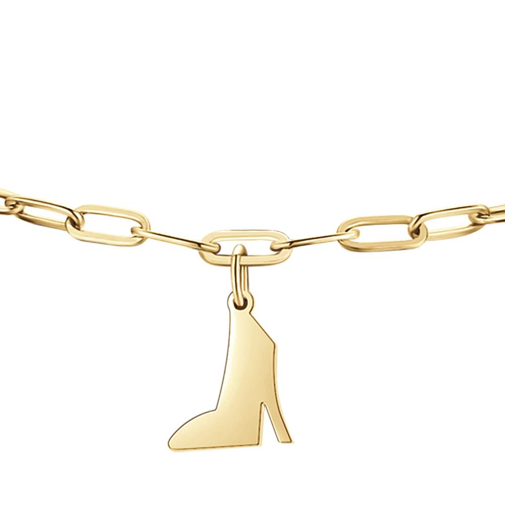 DAMENARMBAND AUS VERGOLDETEM STAHL MIT HERZ, SCHUH UND STERN