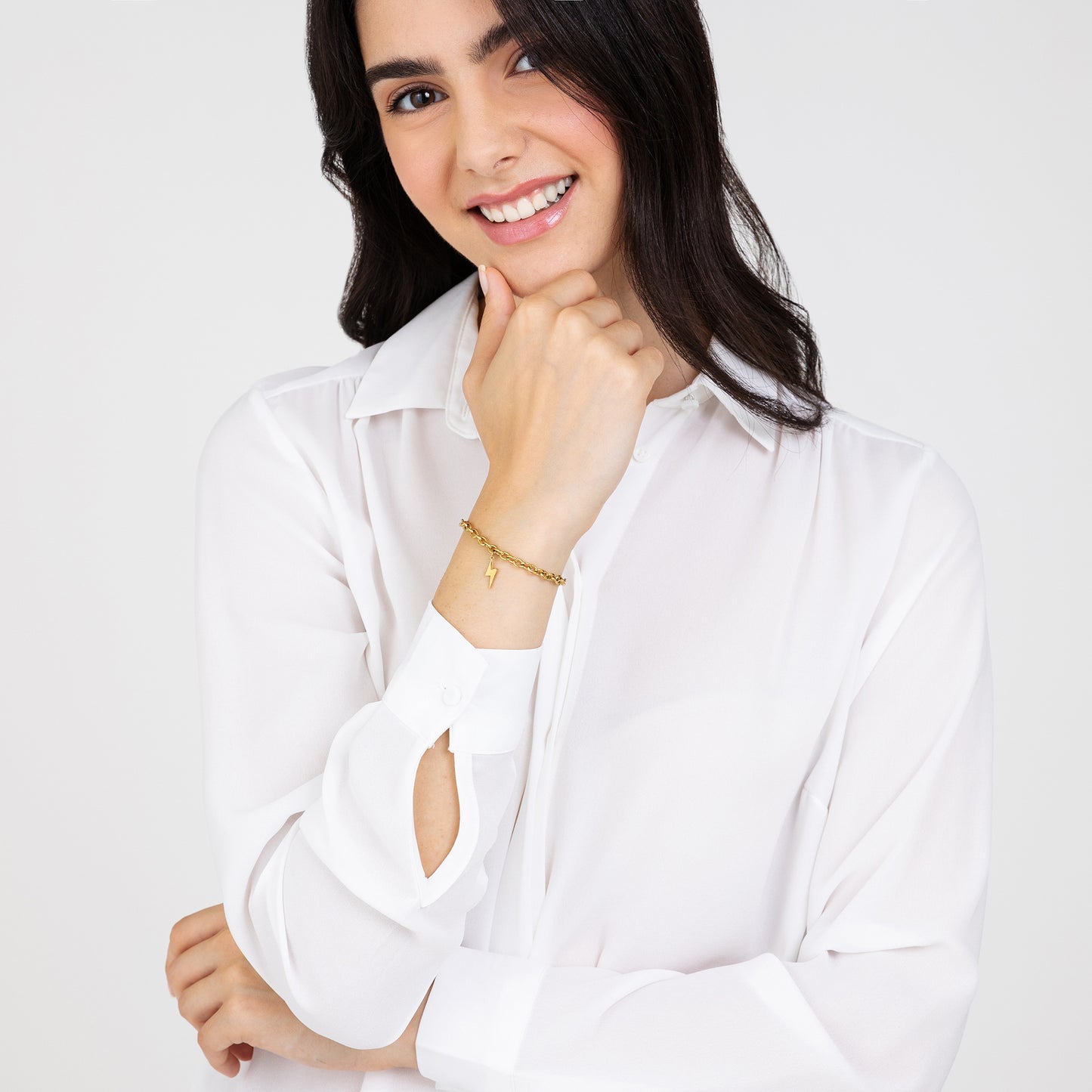 DAMENARMBAND AUS VERGOLDETEM STAHL MIT BLITZ