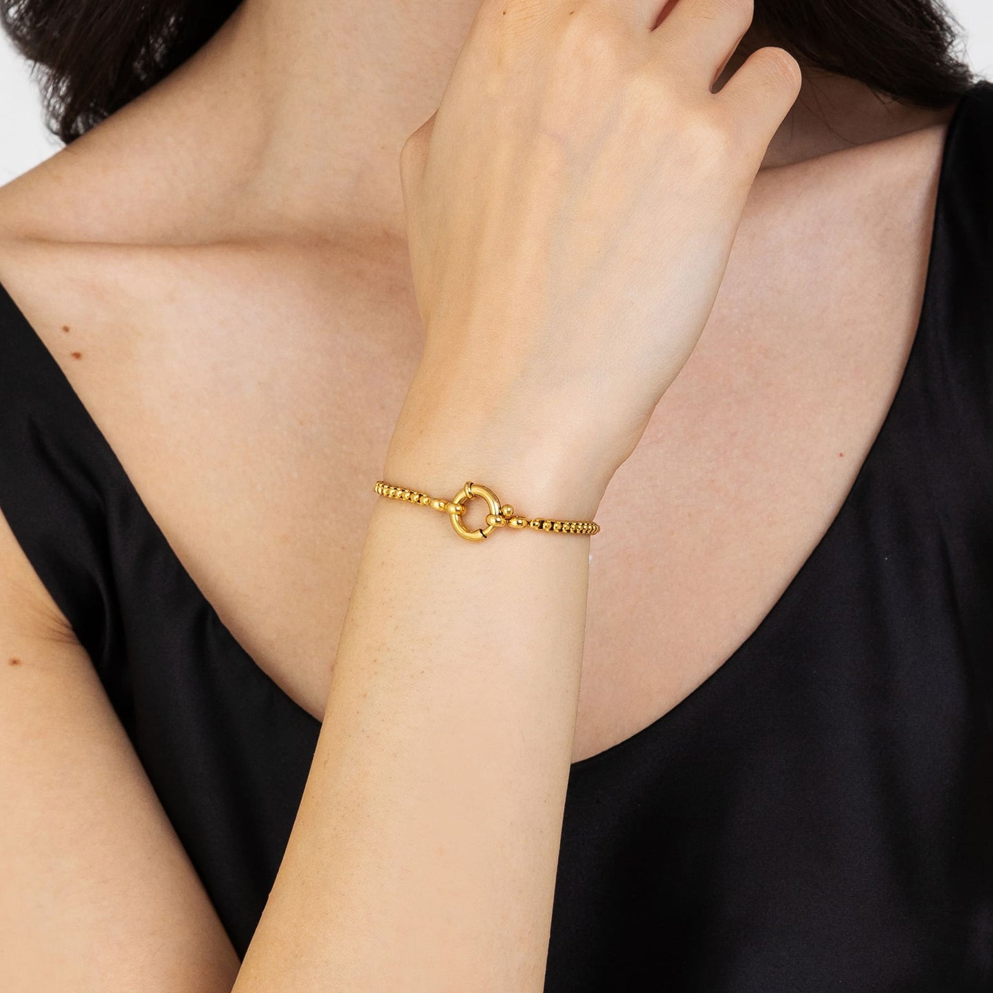 WOMAN'S GOLDEN STEEL BRACELET WITH RING Luca Barra