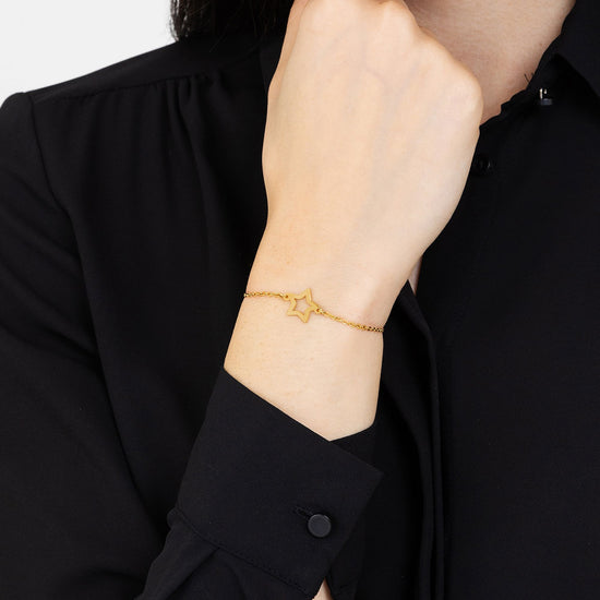 WOMAN'S GOLDEN STEEL BRACELET WITH VOID STAR Luca Barra