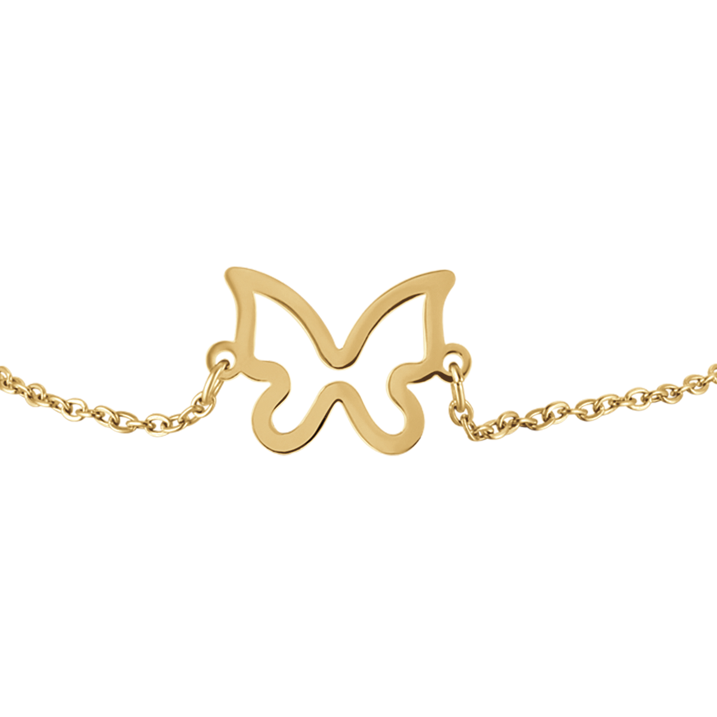 DAMENARMBAND AUS VERGOLDETEM STAHL MIT HOHLEM SCHMETTERLING