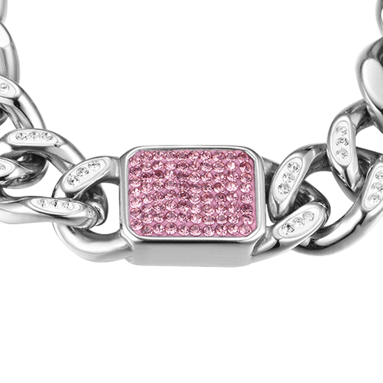 DAMENARMBAND AUS STAHL MIT FUCHSIAFARBENEN KRISTALLEN