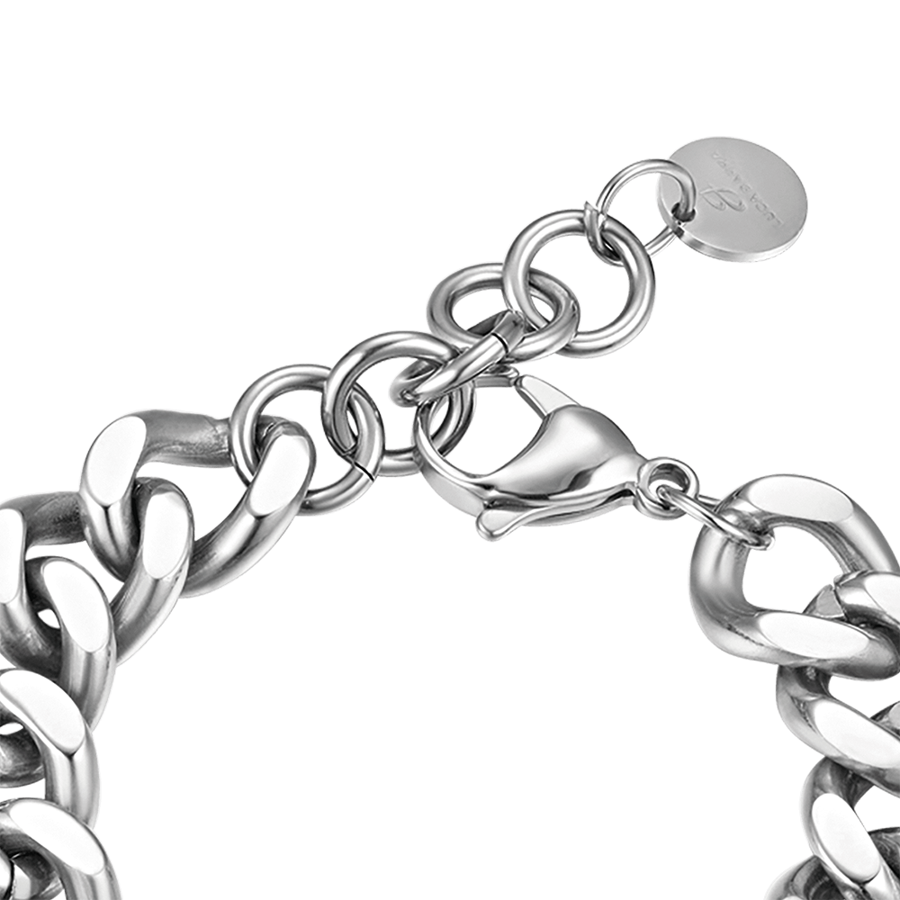 DAMENARMBAND AUS STAHL MIT FUCHSIAFARBENEN KRISTALLEN