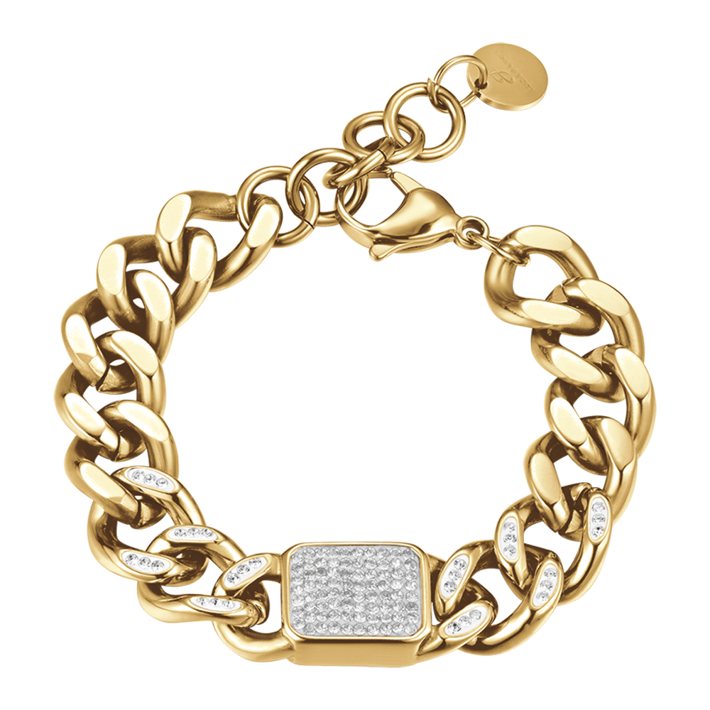 WOMAN'S GOLDEN STEEL AND WHITE CRYSTALS BRACELET Luca Barra