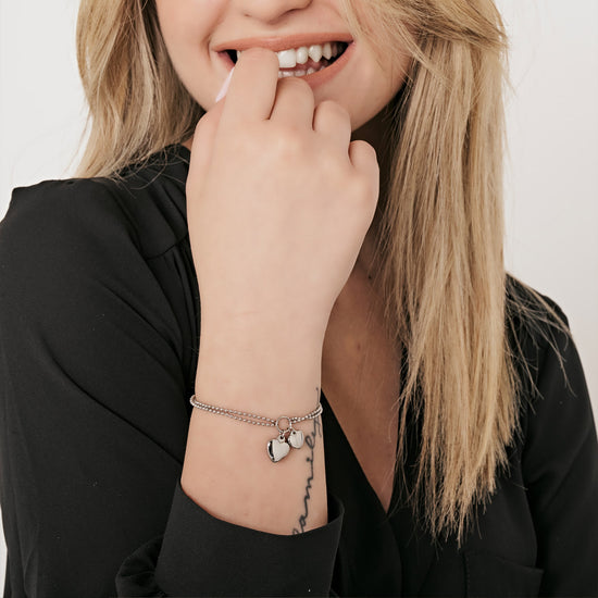 IP GOLD STAHL DAMEN ARMBAND MIT HERZEN IN VERSCHIEDENEN GRÖSSEN