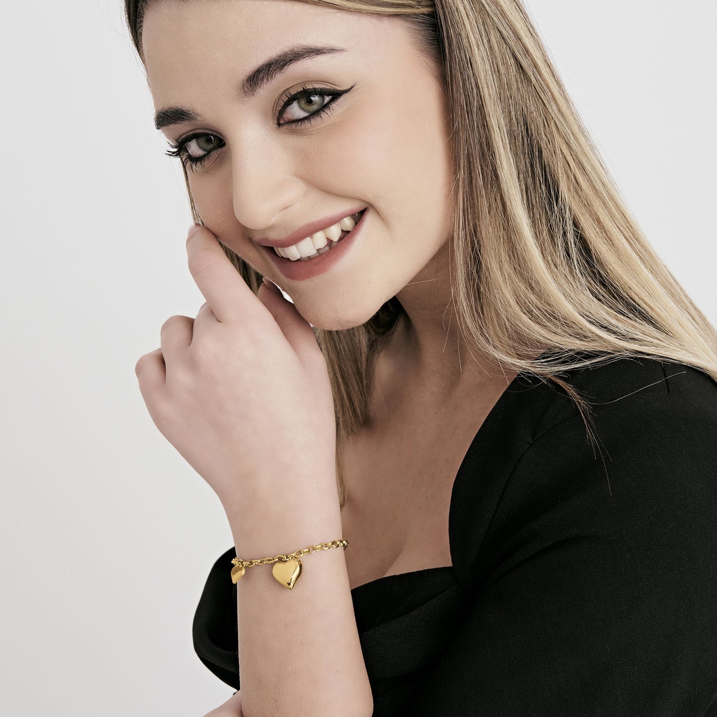 IP GOLD STAHL DAMEN ARMBAND MIT HERZEN