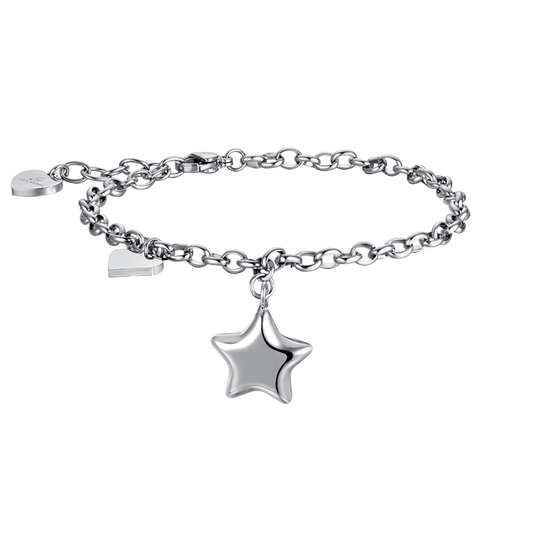 IP GOLD STAHL DAMENARMBAND MIT STERN UND HERZ