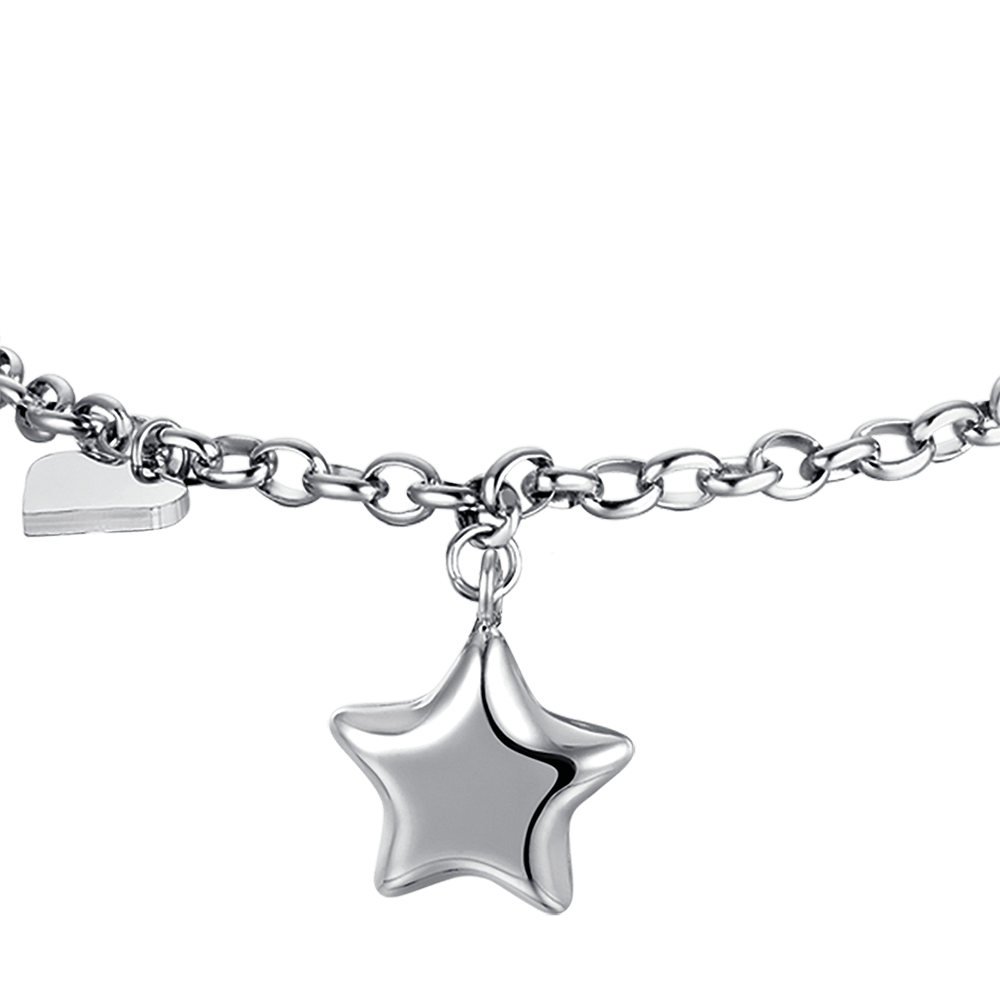 IP GOLD STAHL DAMENARMBAND MIT STERN UND HERZ