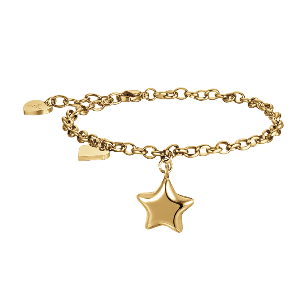 IP GOLD STAHL DAMENARMBAND MIT STERN UND HERZ