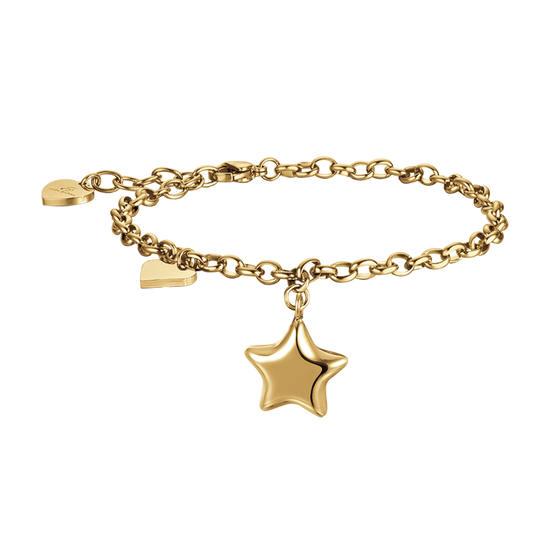 IP GOLD STAHL DAMENARMBAND MIT STERN UND HERZ
