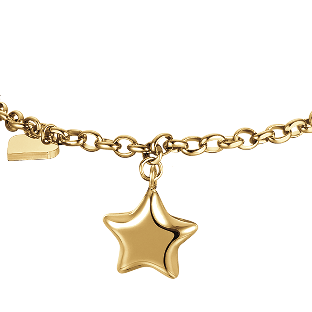 IP GOLD STAHL DAMENARMBAND MIT STERN UND HERZ
