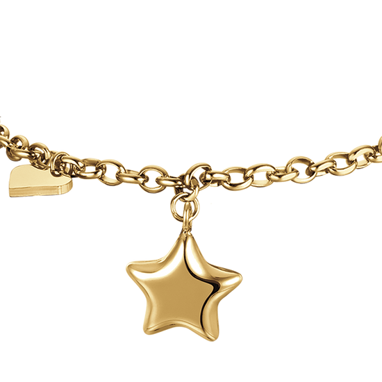 IP GOLD STAHL DAMENARMBAND MIT STERN UND HERZ