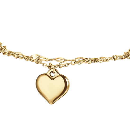 IP GOLD STAHL DAMENARMBAND MIT HERZ UND WEISSEN KRISTALLEN