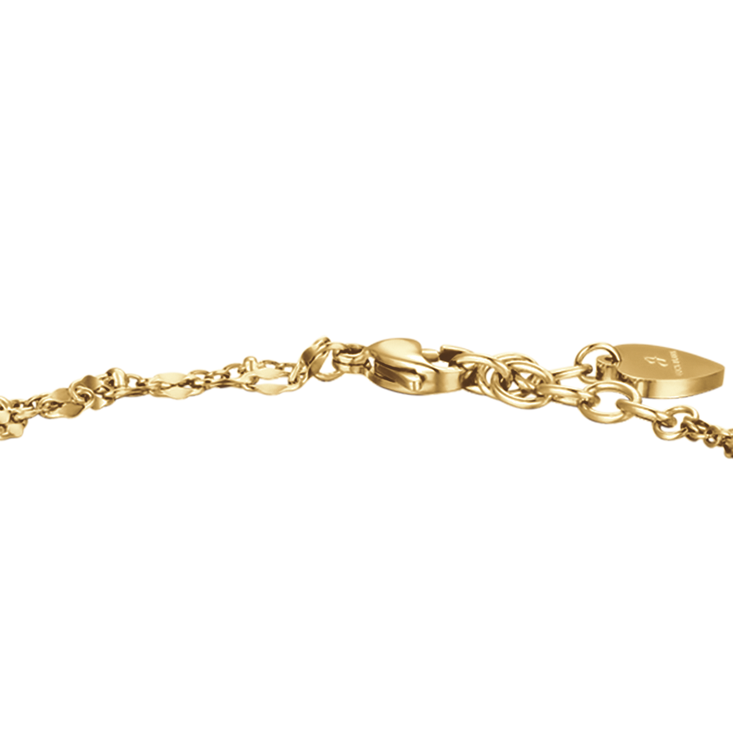 IP GOLD STAHL DAMENARMBAND MIT HERZ UND WEISSEN KRISTALLEN