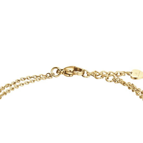 IP GOLD STAHL DAMENARMBAND MIT VIERBLÄTTRIGEM KLEEBLATT UND KRISTALLEN