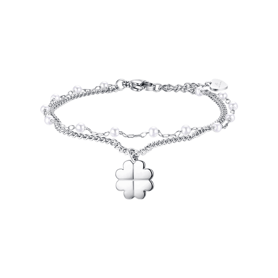 IP GOLD STAHL DAMENARMBAND MIT VIERBLÄTTRIGEM KLEEBLATT