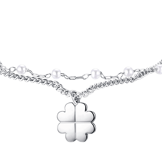IP GOLD STAHL DAMENARMBAND MIT VIERBLÄTTRIGEM KLEEBLATT