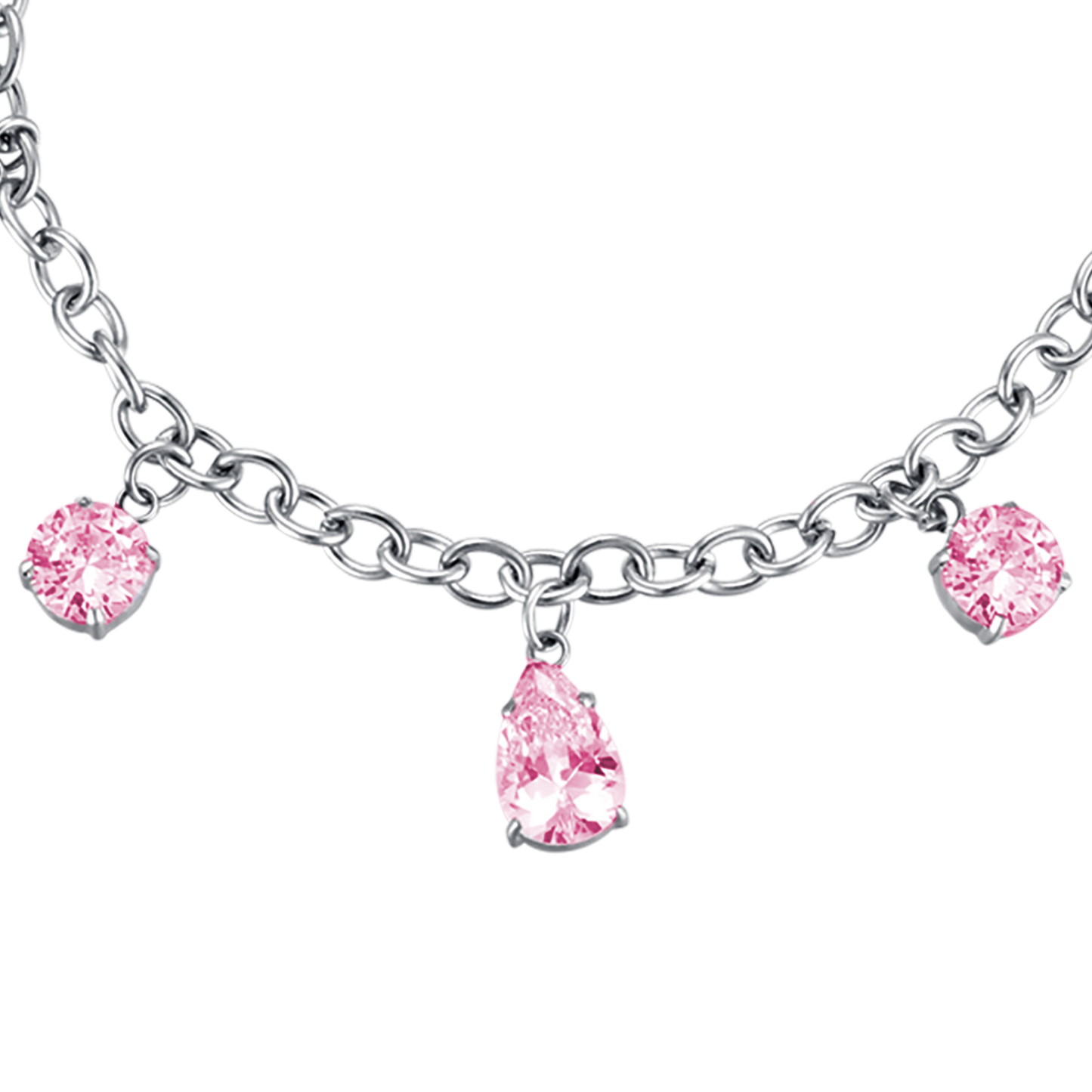 DAMEN STAHLARMBAND MIT ROSA KRISTALLEN