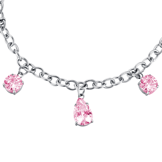 DAMEN STAHLARMBAND MIT ROSA KRISTALLEN