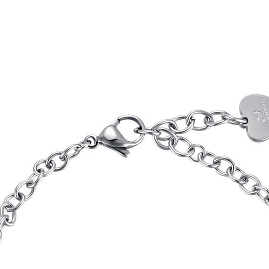 DAMEN STAHLARMBAND MIT ROSA KRISTALLEN