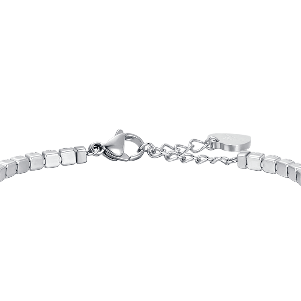 DAMEN-TENNISARMBAND AUS STAHL MIT WEISSEN KRISTALLEN