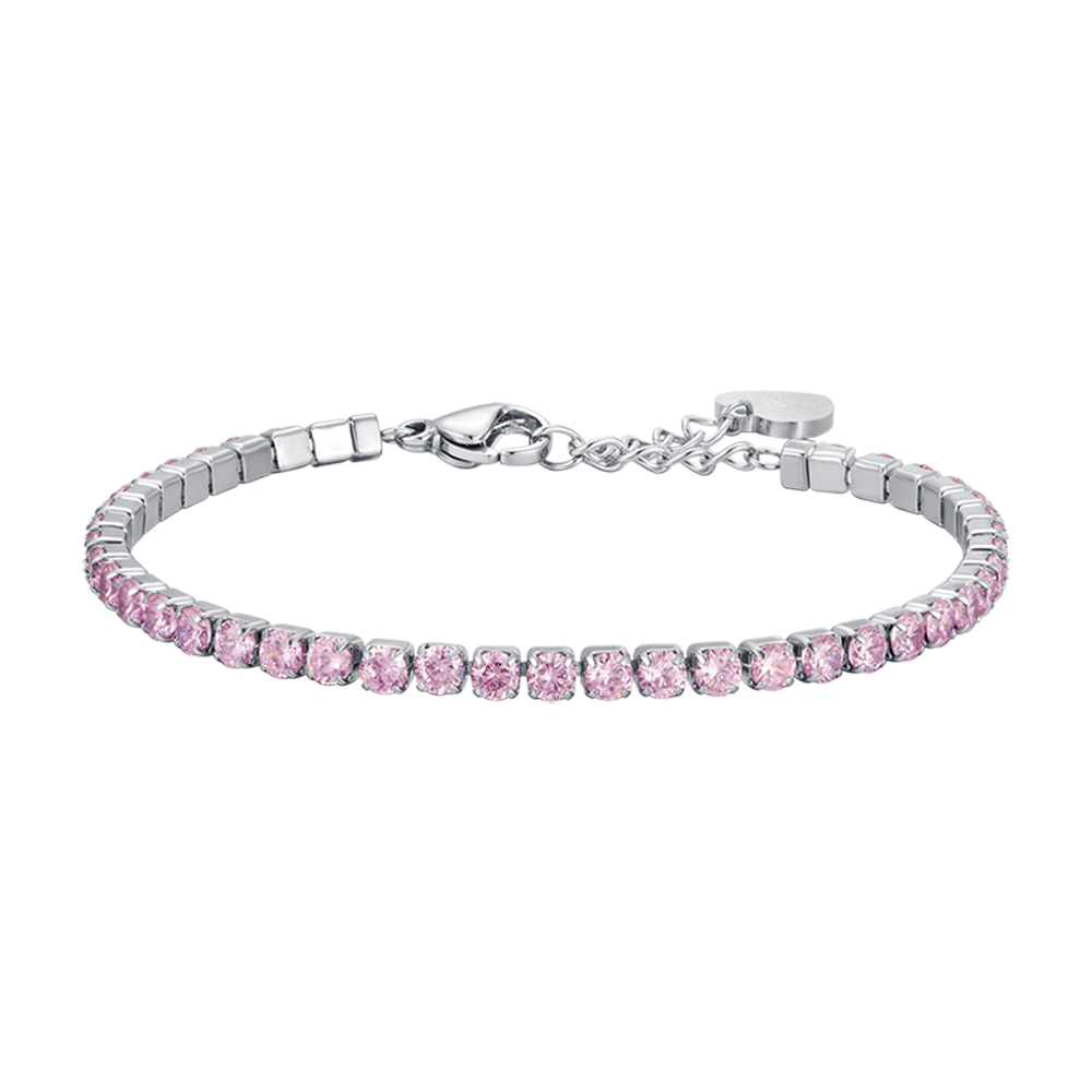 DAMEN-TENNISARMBAND AUS STAHL MIT PINK-KRISTALLEN Luca Barra