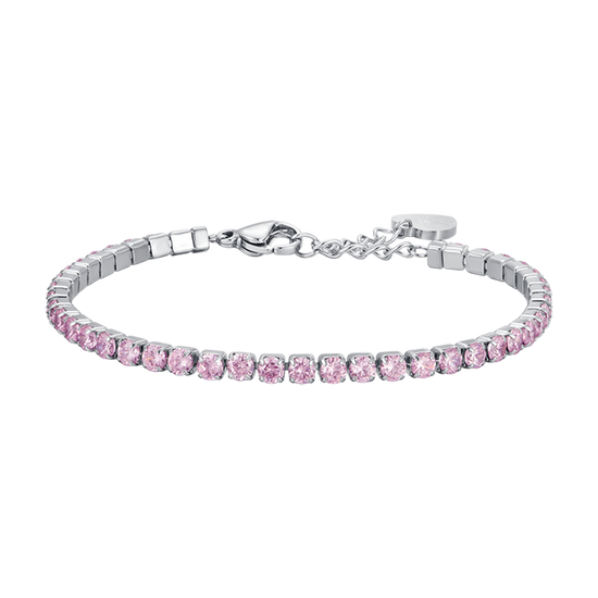 DAMEN-TENNISARMBAND AUS STAHL MIT PINK-KRISTALLEN Luca Barra