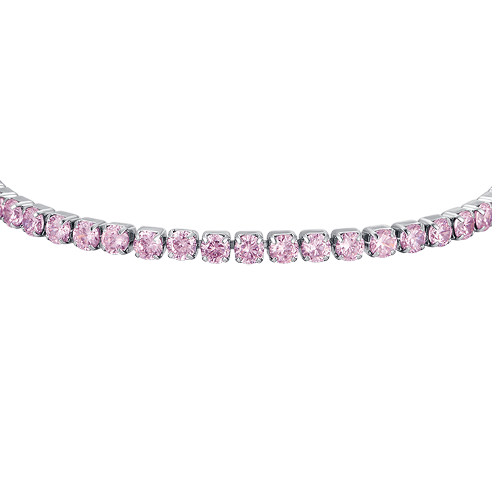 DAMEN-TENNISARMBAND AUS STAHL MIT ROSA KRISTALLEN