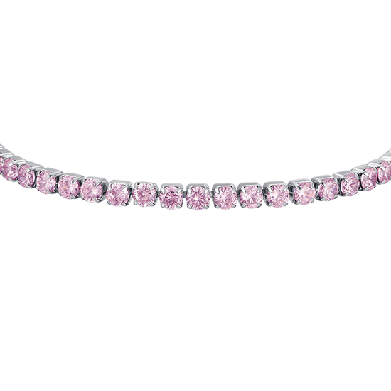 DAMEN-TENNISARMBAND AUS STAHL MIT ROSA KRISTALLEN