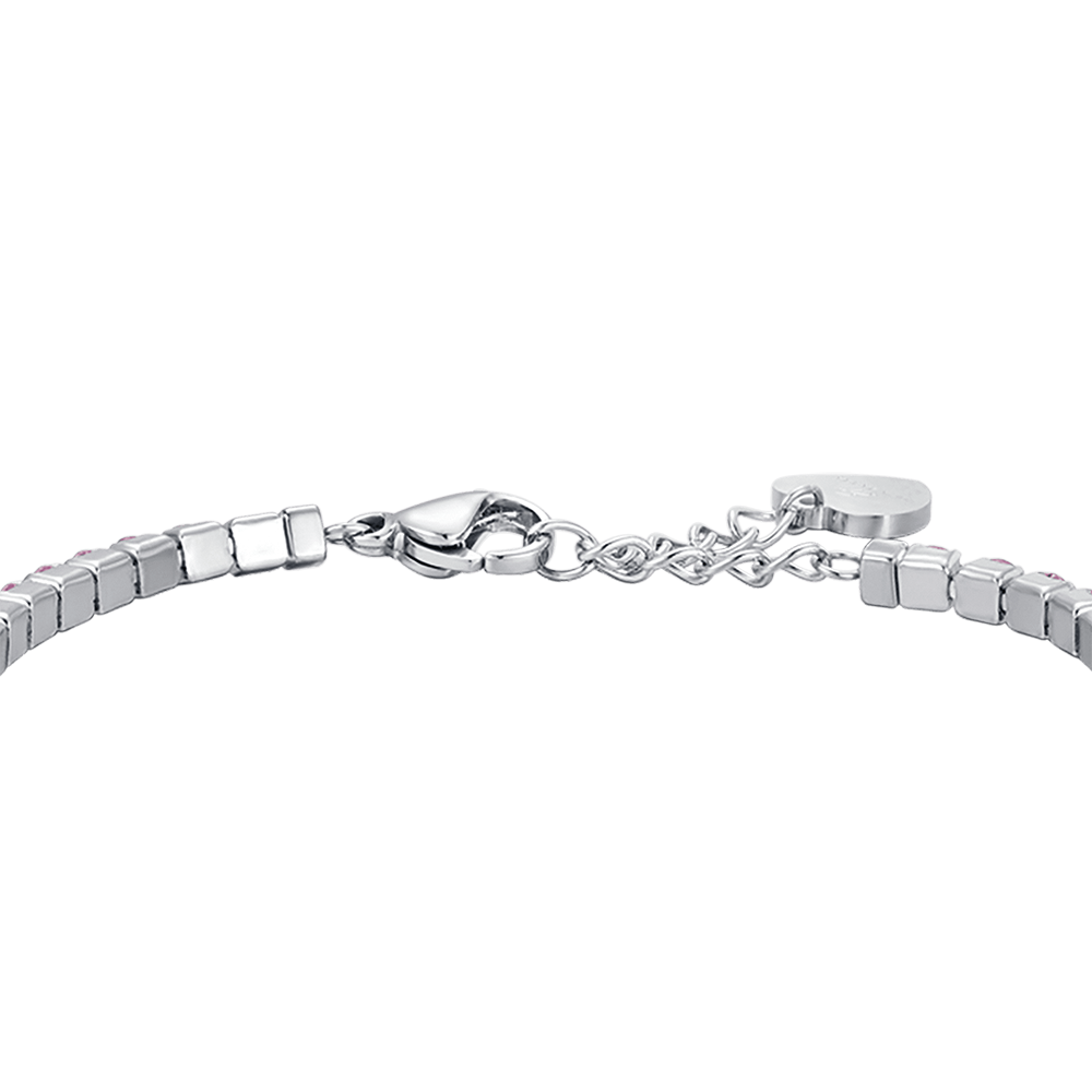 DAMEN-TENNISARMBAND AUS STAHL MIT ROSA KRISTALLEN