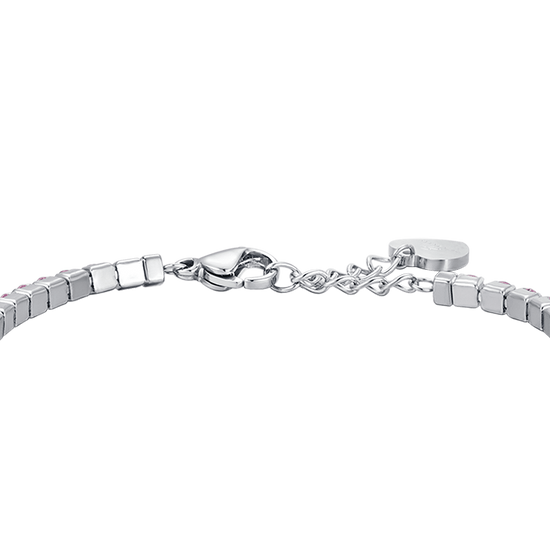 DAMEN-TENNISARMBAND AUS STAHL MIT ROSA KRISTALLEN