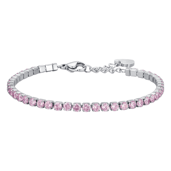 DAMEN-TENNISARMBAND AUS STAHL MIT ROSA KRISTALLEN