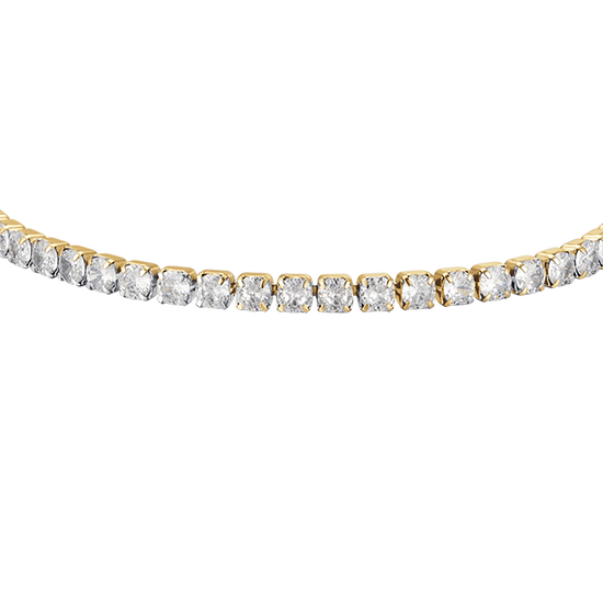 IP GOLD STAHL DAMEN TENNISARMBAND MIT WEISSEN KRISTALLEN